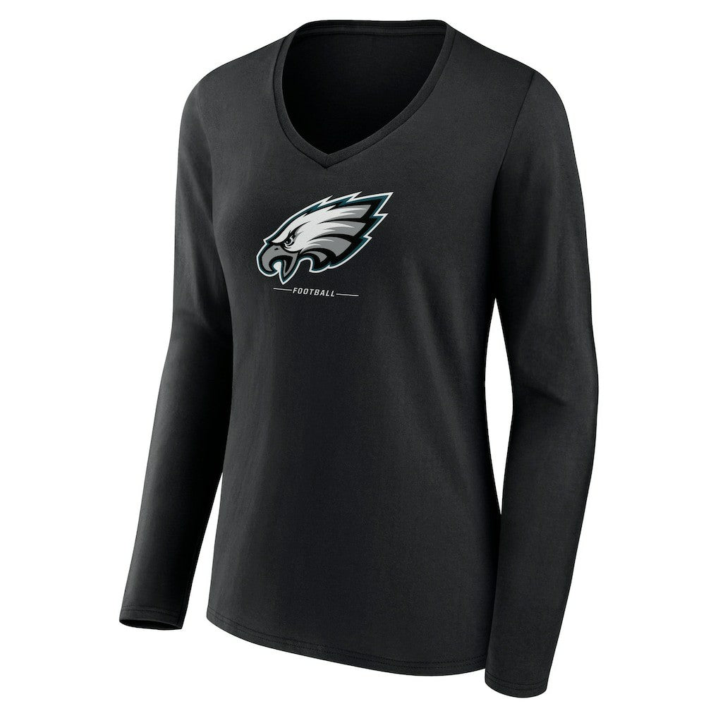 Women's Logo Team Lockup Long Sleeve V-Neck T-Shirt - Philadelphia Eagles T-shirts