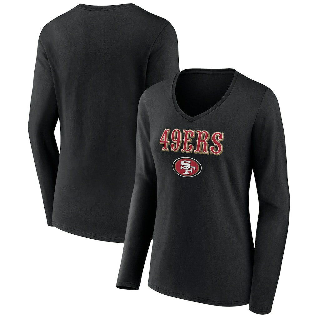 Women's Logo Team Lockup Long Sleeve V-Neck T-Shirt - San Francisco 49ers T-shirts