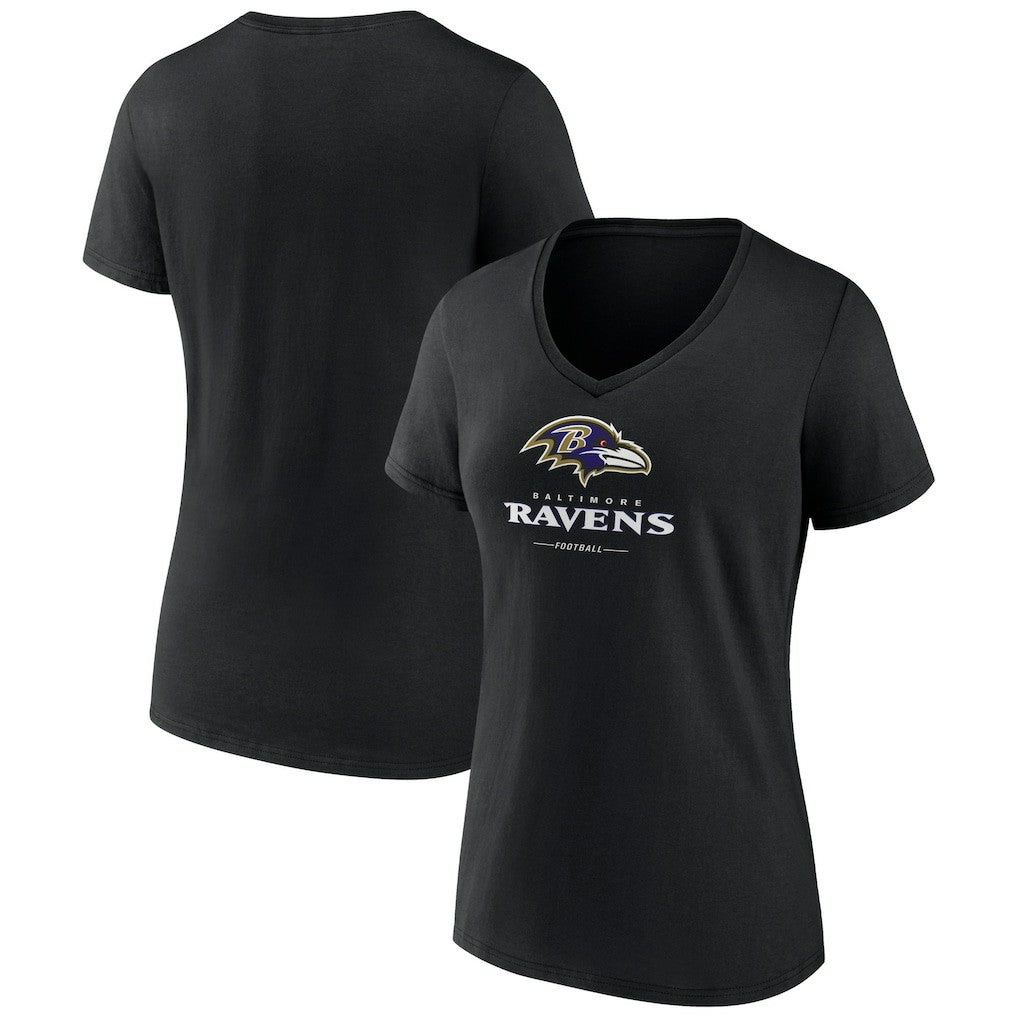Women's Logo Team Lockup V-Neck T-Shirt - Baltimore Ravens T-shirts
