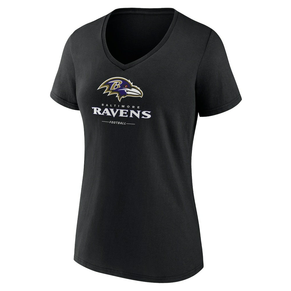 Women's Logo Team Lockup V-Neck T-Shirt - Baltimore Ravens T-shirts