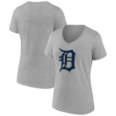 Gray Detroit Tigers Women's Official Logo V-Neck T-Shirt