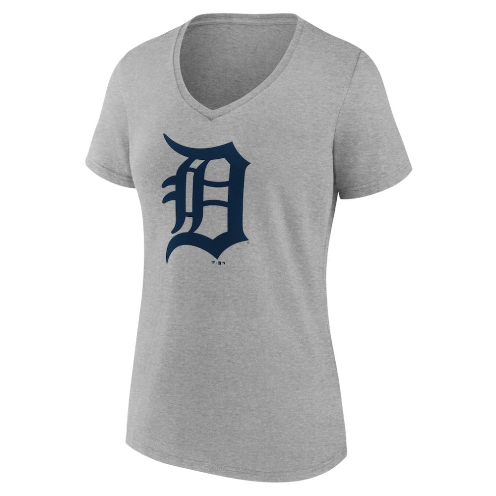 Gray Detroit Tigers Women's Official Logo V-Neck T-Shirt