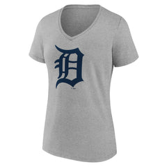 Gray Detroit Tigers Women's Official Logo V-Neck T-Shirt