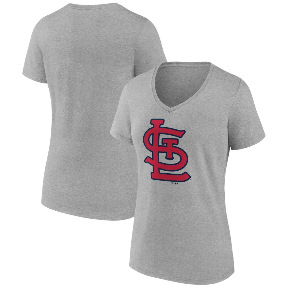 Gray St. Louis Cardinals Women's Official Logo V-Neck T-Shirt