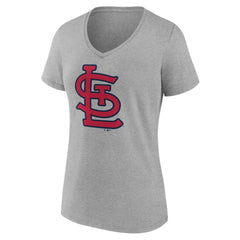 Gray St. Louis Cardinals Women's Official Logo V-Neck T-Shirt