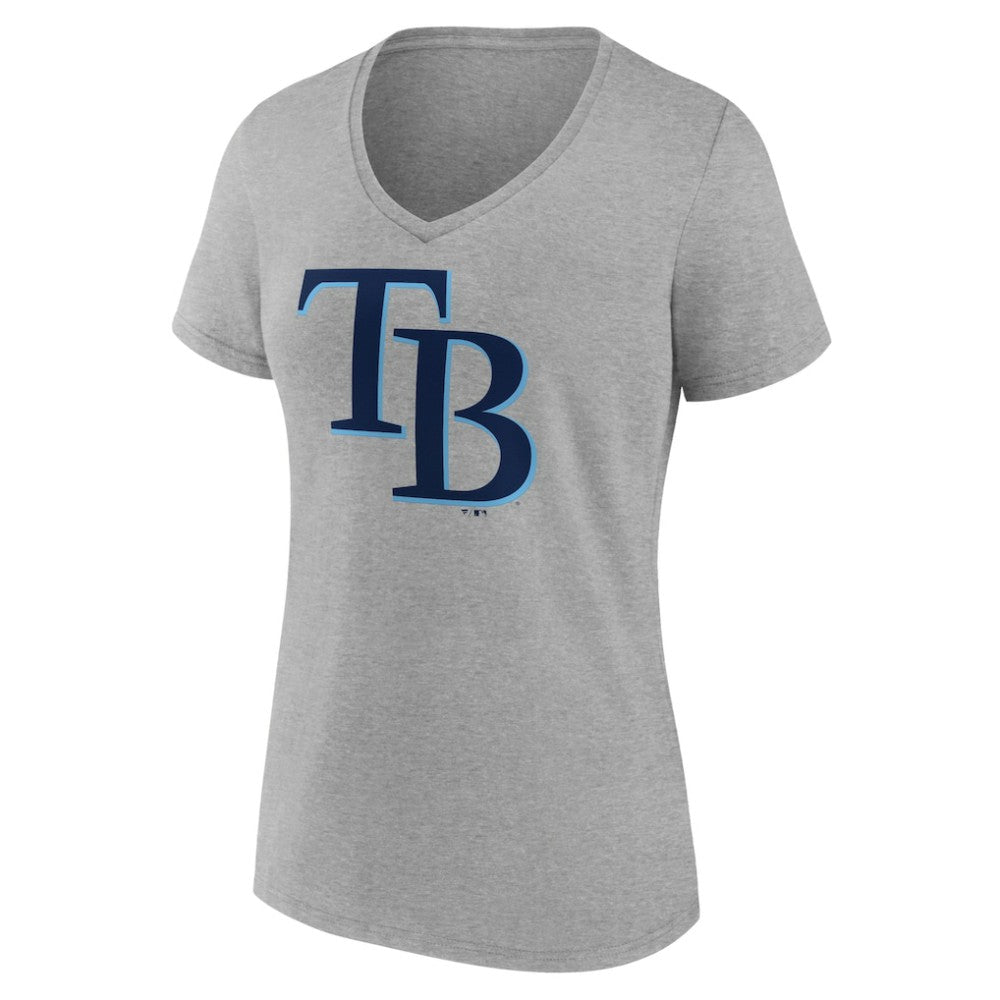 Gray Tampa Bay Rays Women's Official Logo V-Neck T-Shirt