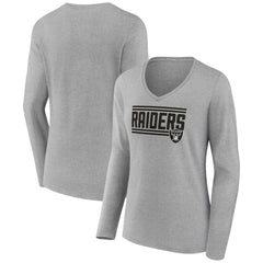 Women's On Side Stripe Long Sleeve V-Neck T-Shirt - Las Vegas Raiders T-shirts