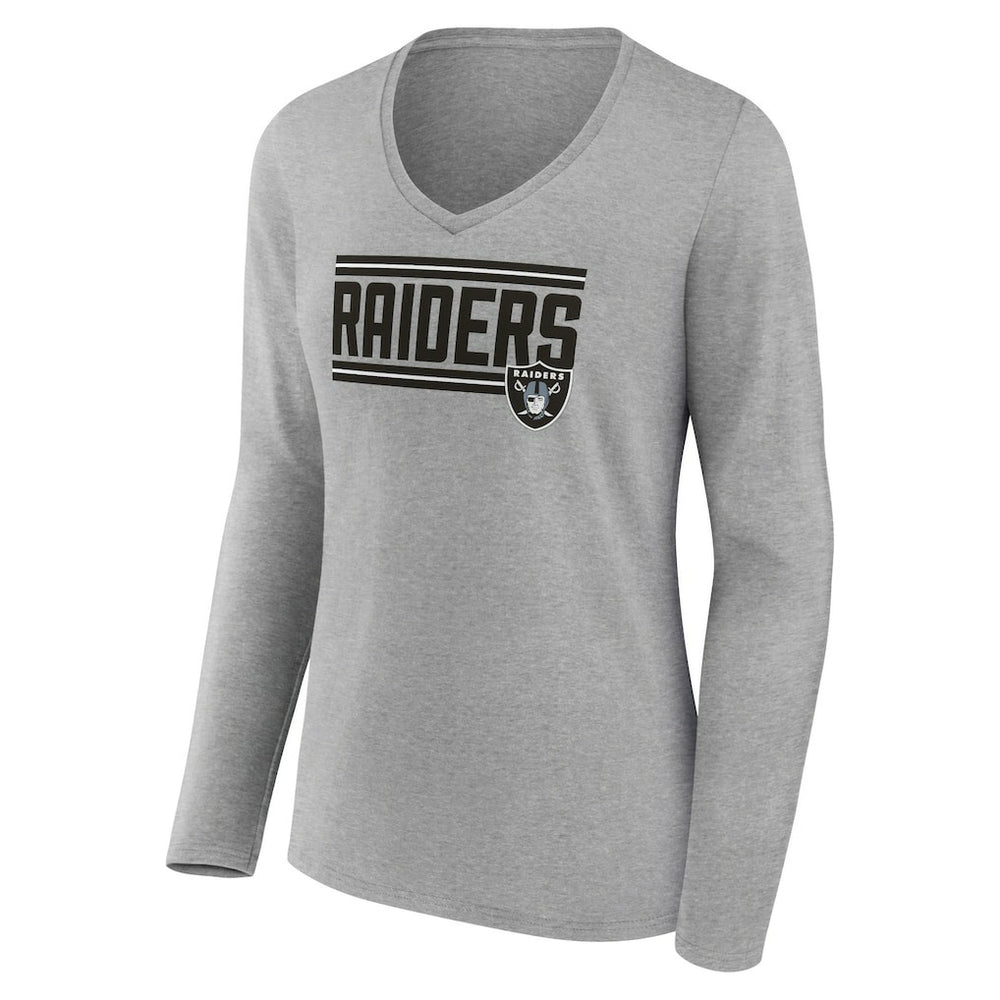 Women's On Side Stripe Long Sleeve V-Neck T-Shirt - Las Vegas Raiders T-shirts