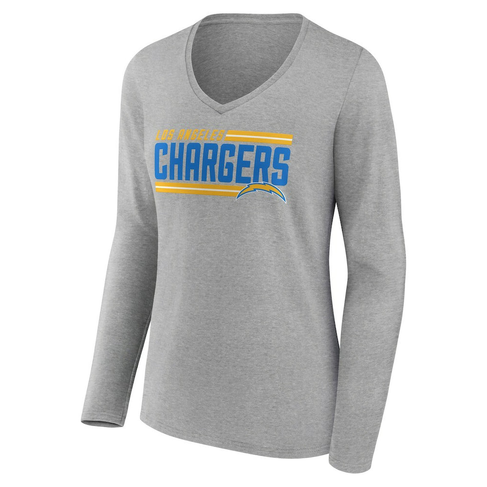 Women's On Side Stripe Long Sleeve V-Neck T-Shirt - Los Angeles Chargers T-shirts