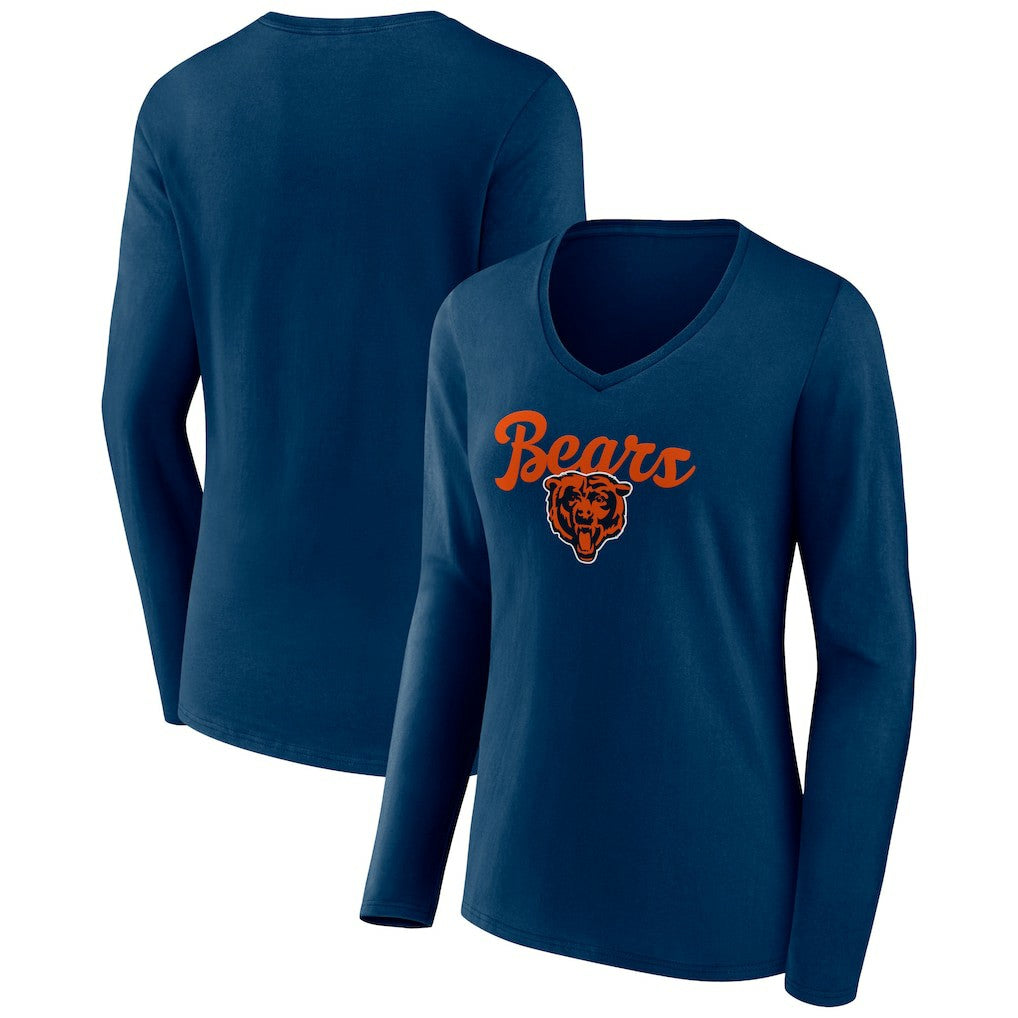 Women's Freehand Team Long Sleeve V-Neck T-Shirt - Chicago Bears T-shirts