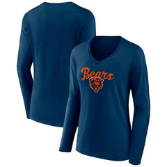 Women's Freehand Team Long Sleeve V-Neck T-Shirt - Chicago Bears T-shirts