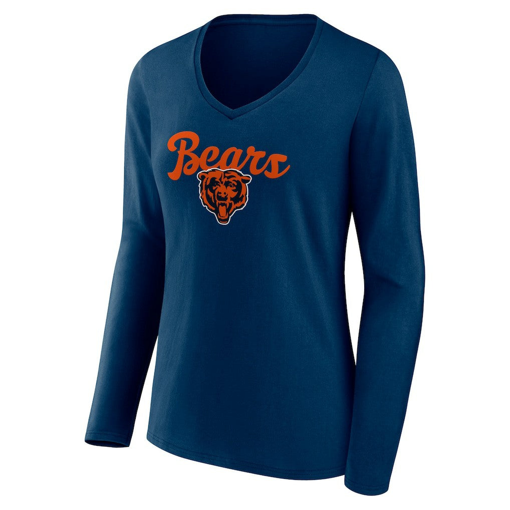 Women's Freehand Team Long Sleeve V-Neck T-Shirt - Chicago Bears T-shirts