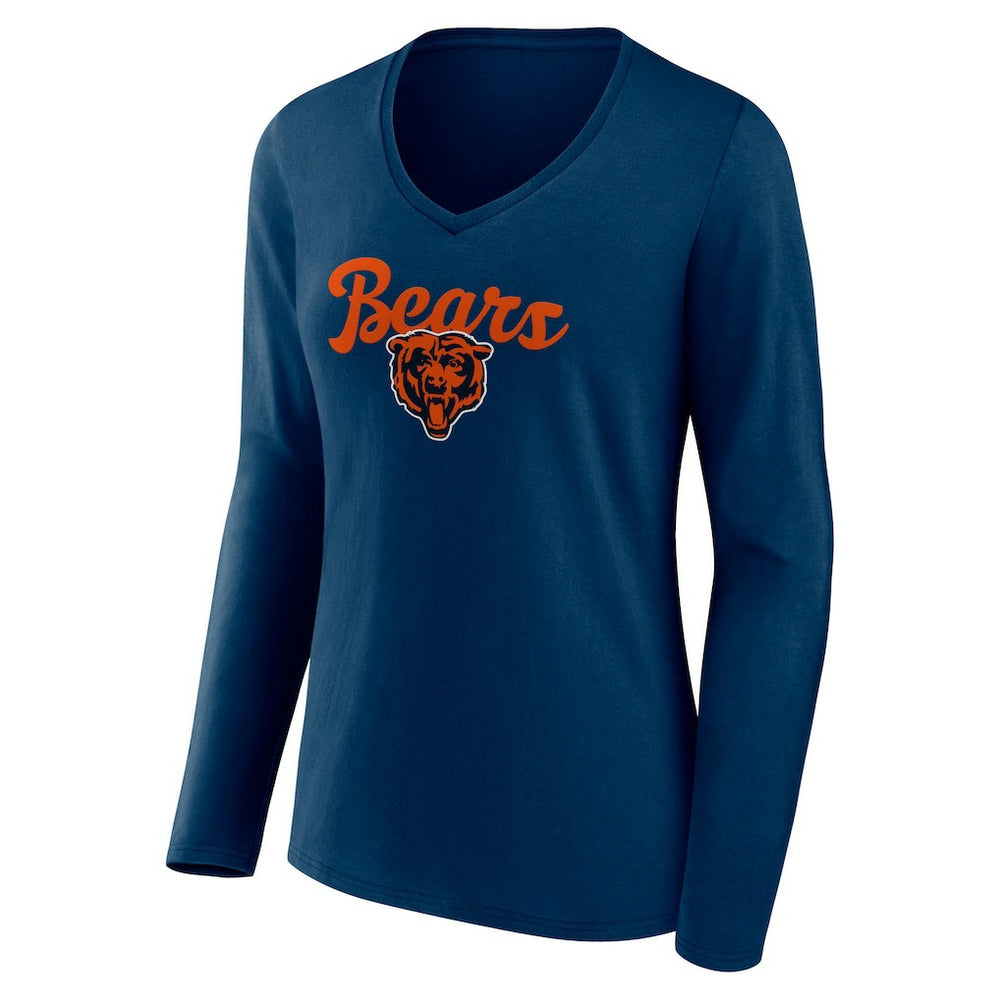 Women's Freehand Team Long Sleeve V-Neck T-Shirt - Chicago Bears T-shirts