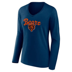 Women's Freehand Team Long Sleeve V-Neck T-Shirt - Chicago Bears T-shirts