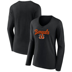 Women's Freehand Team Long Sleeve V-Neck T-Shirt - Cincinnati Bengals T-shirts