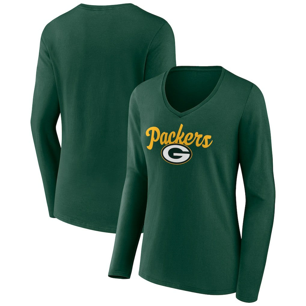 Women's Freehand Team Long Sleeve V-Neck T-Shirt - Green Bay Packers T-shirts