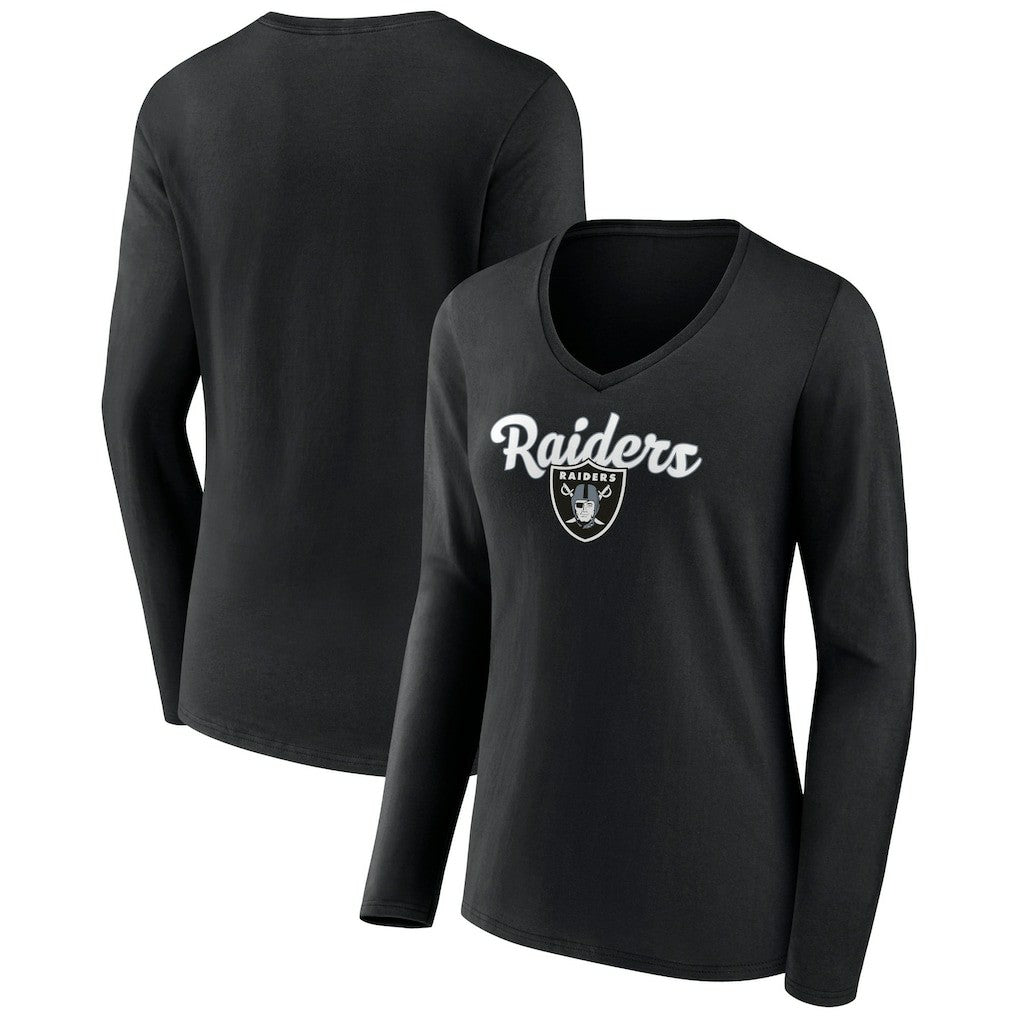 Women's Freehand Team Long Sleeve V-Neck T-Shirt - Las Vegas Raiders T-shirts