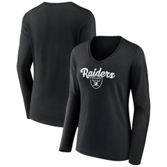 Women's Freehand Team Long Sleeve V-Neck T-Shirt - Las Vegas Raiders T-shirts