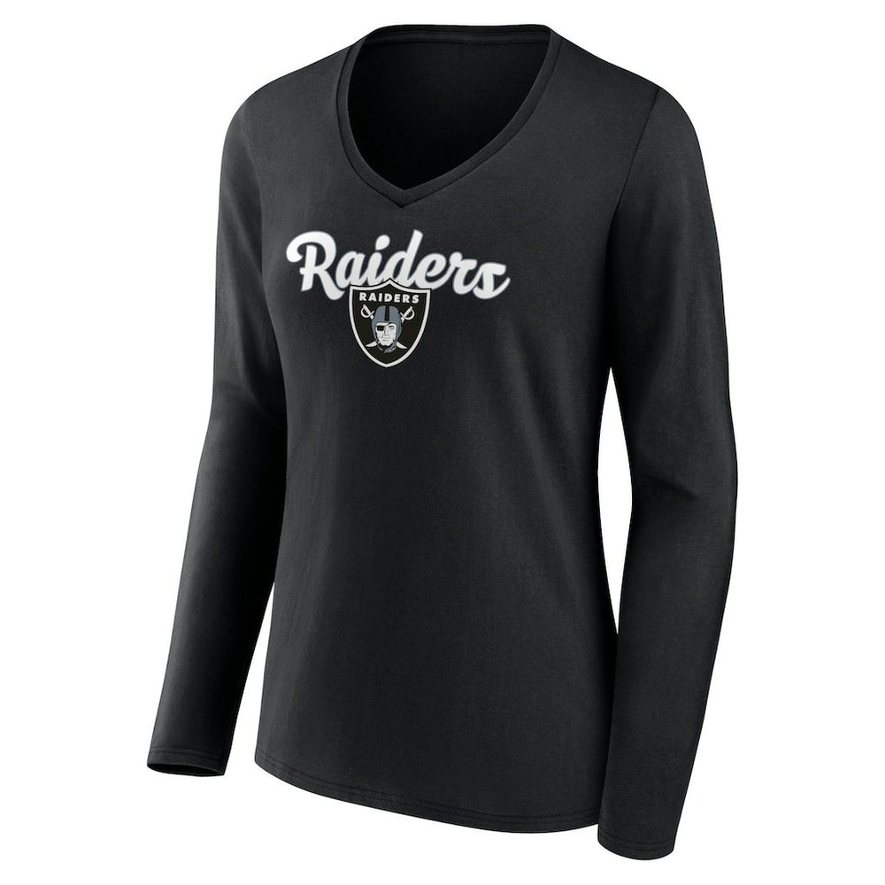 Women's Freehand Team Long Sleeve V-Neck T-Shirt - Las Vegas Raiders T-shirts