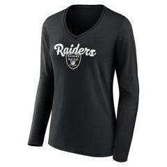 Women's Freehand Team Long Sleeve V-Neck T-Shirt - Las Vegas Raiders T-shirts