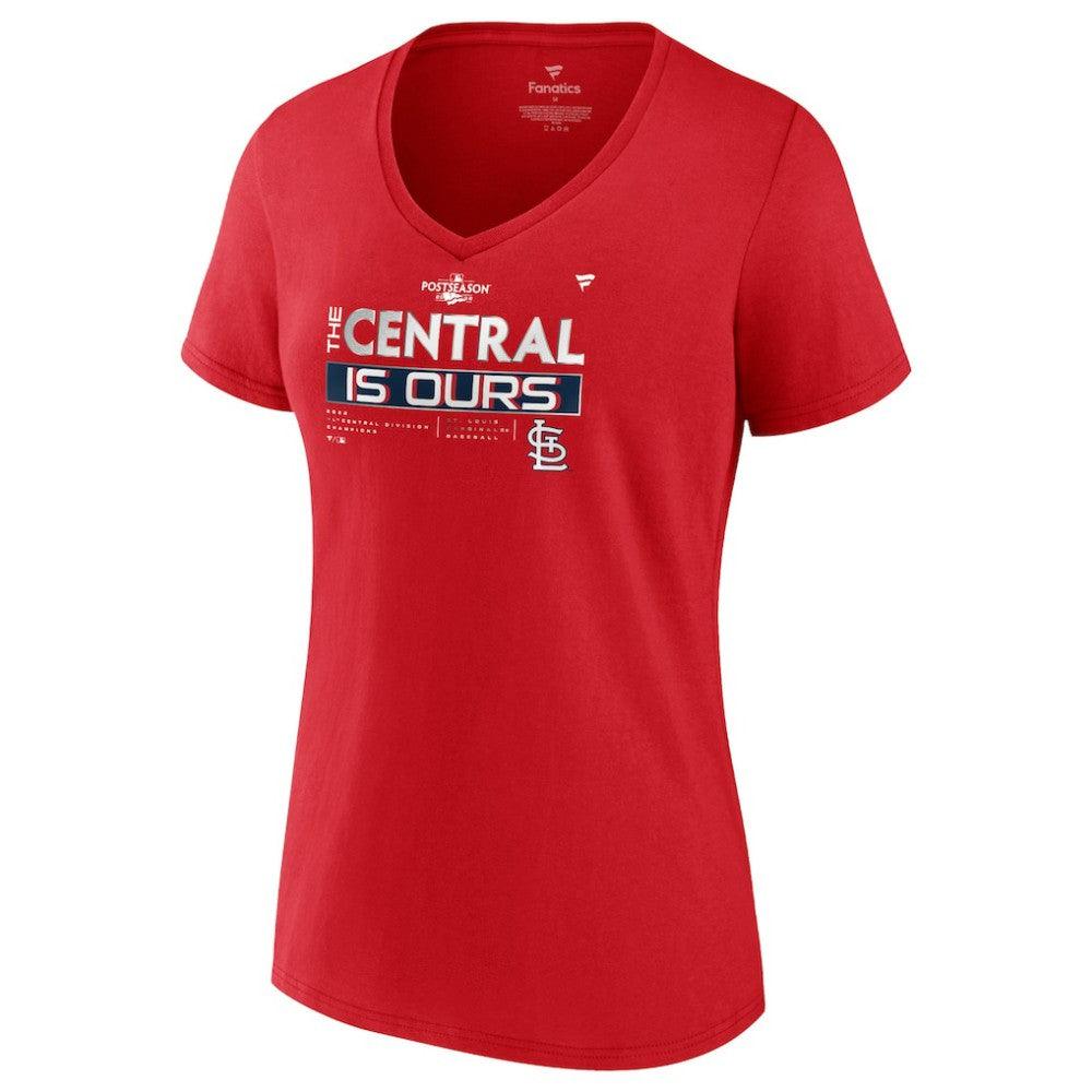 Red St. Louis Cardinals Fanatics Women's 2022 NL Central Division Champions Locker Room V-Neck T-Shirt