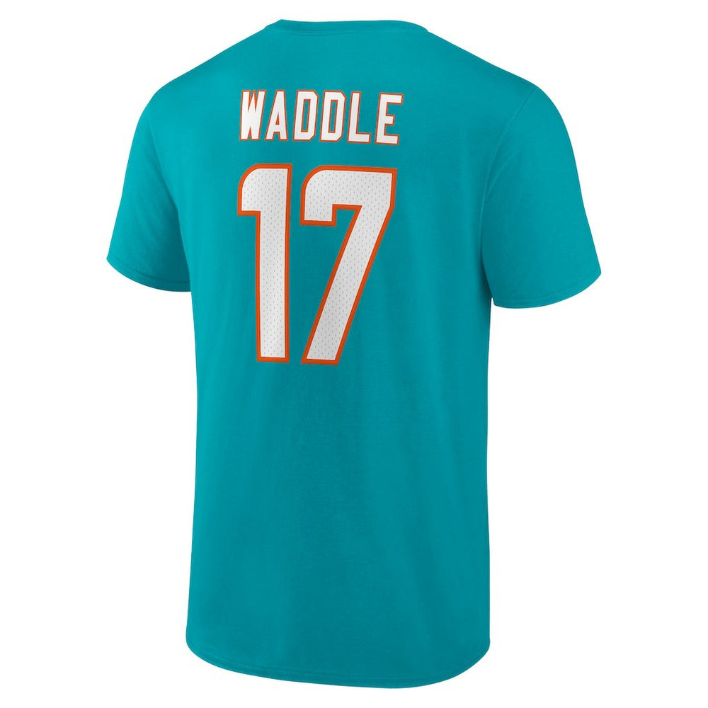 Jaylen Waddle  Player Icon Name & Number T-Shirt - Miami Dolphins T-shirts