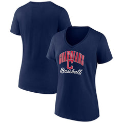 Navy Cleveland Guardians Women's Victory Script Team V-Neck T-Shirt