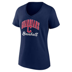 Navy Cleveland Guardians Women's Victory Script Team V-Neck T-Shirt