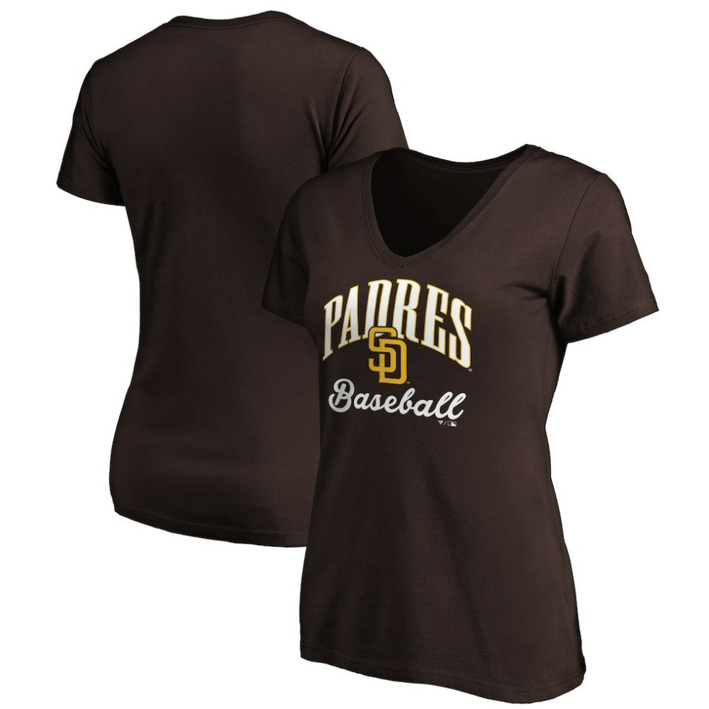 Brown San Diego Padres Women's Victory Script Team V-Neck T-Shirt
