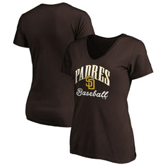 Brown San Diego Padres Women's Victory Script Team V-Neck T-Shirt