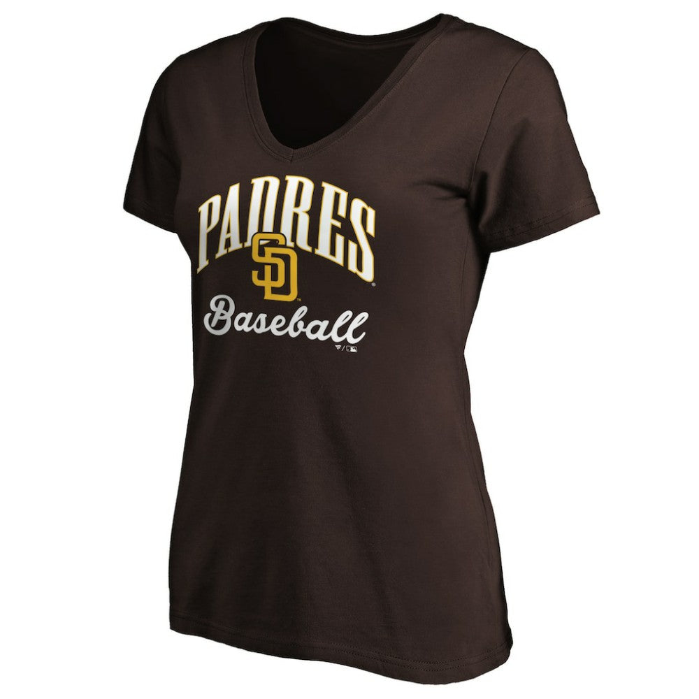 Brown San Diego Padres Women's Victory Script Team V-Neck T-Shirt