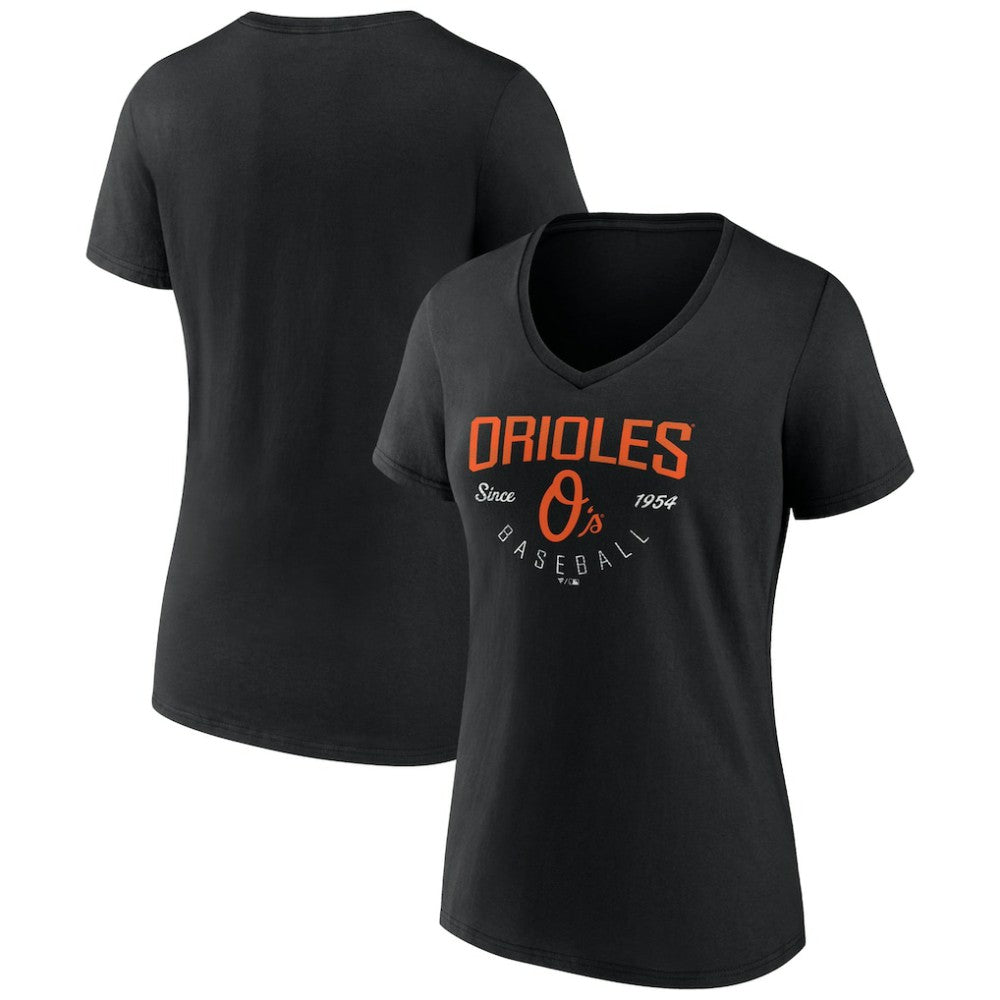 Black Baltimore Orioles Women's Live For It Team V-Neck T-Shirt