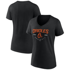 Black Baltimore Orioles Women's Live For It Team V-Neck T-Shirt