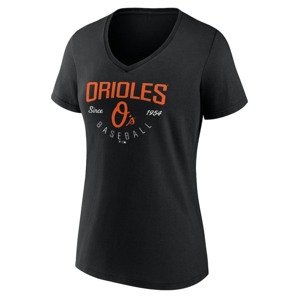 Black Baltimore Orioles Women's Live For It Team V-Neck T-Shirt