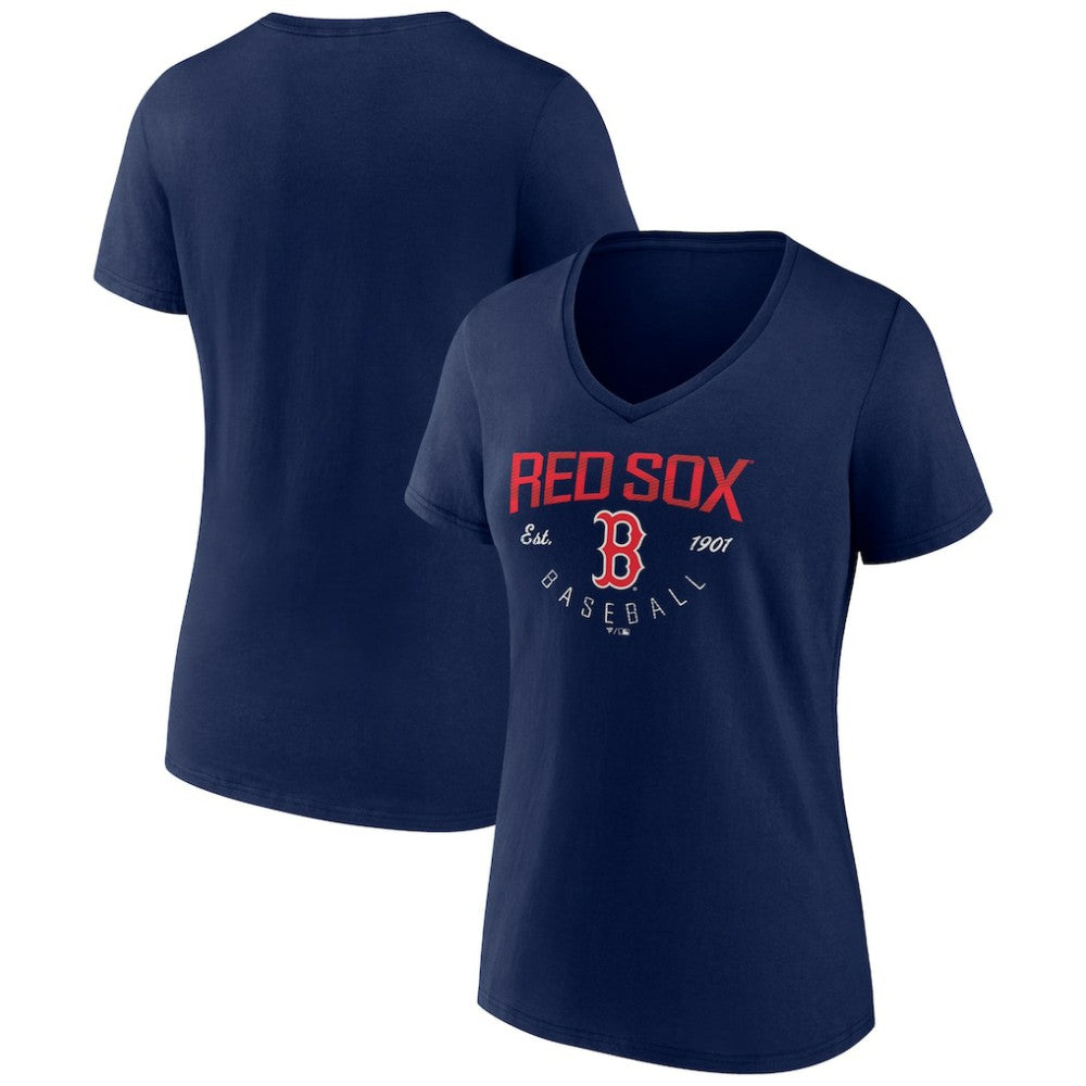 Navy Boston Red Sox Women's Live For It Team V-Neck T-Shirt