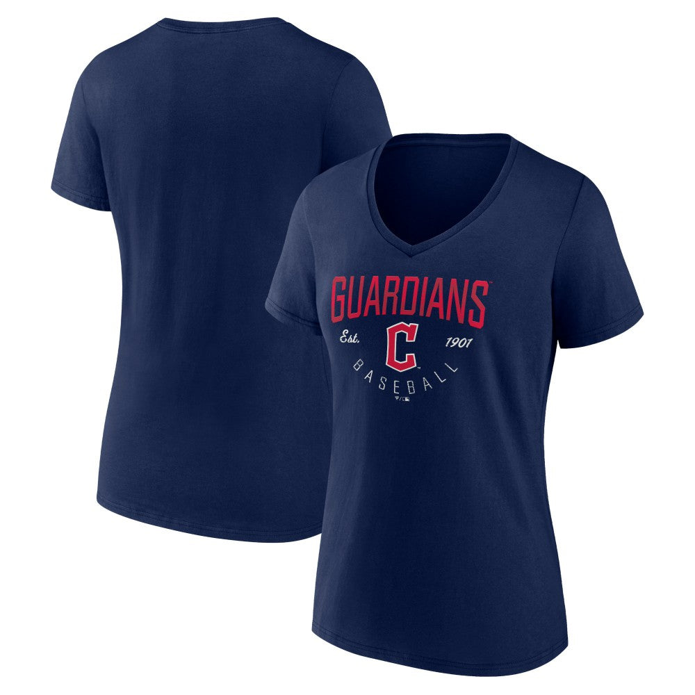 Navy Cleveland Guardians Women's Live For It Team V-Neck T-Shirt