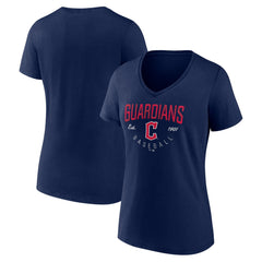 Navy Cleveland Guardians Women's Live For It Team V-Neck T-Shirt
