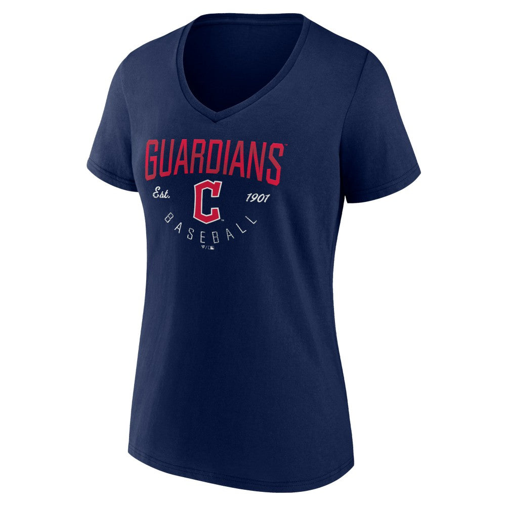 Navy Cleveland Guardians Women's Live For It Team V-Neck T-Shirt