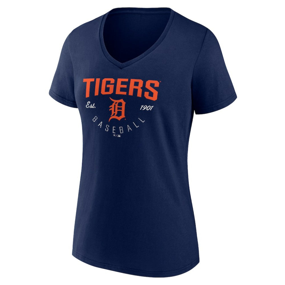 Navy Detroit Tigers Women's Live For It Team V-Neck T-Shirt