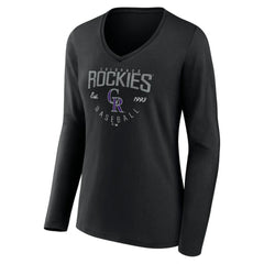 Black Colorado Rockies Women's Live For It Long Sleeve Long Sleeve V-Neck T-Shirt
