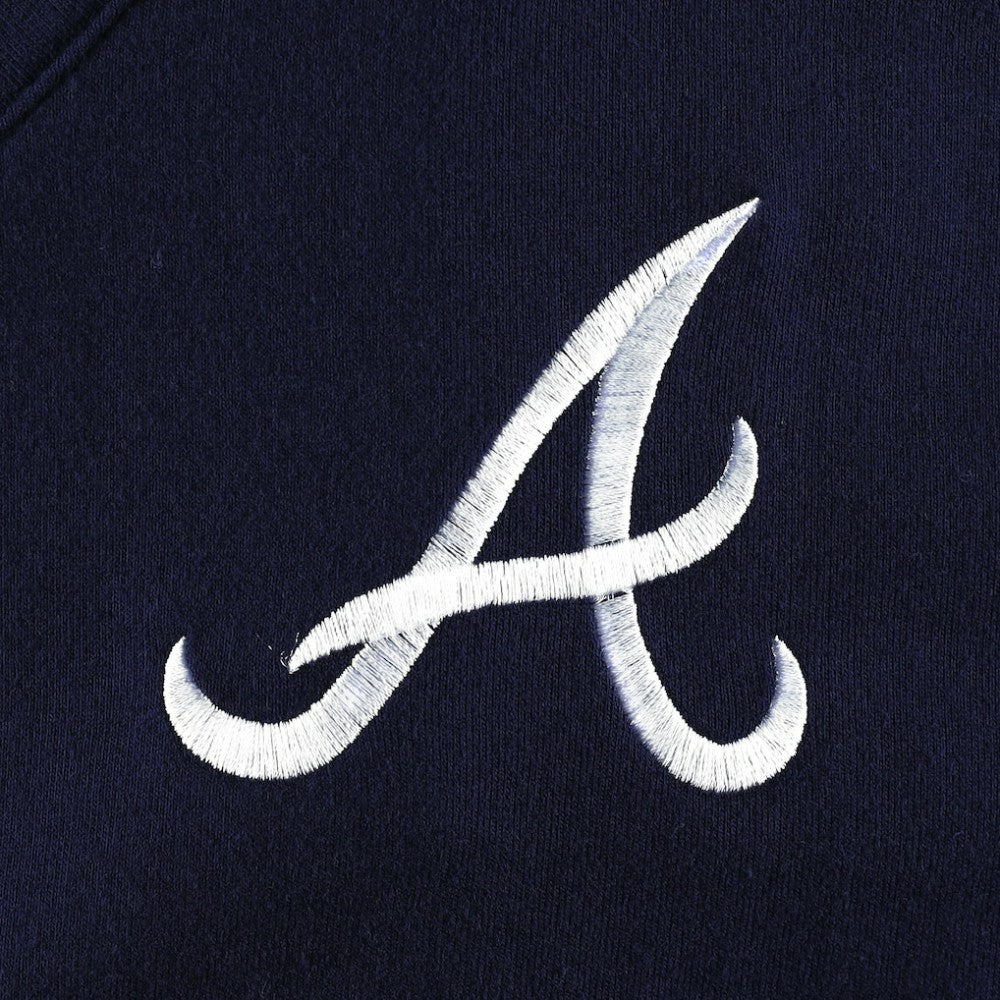Navy Atlanta Braves DKNY Sport Women's Lily V-Neck Pullover Sweatshirt