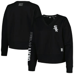 Black Chicago White Sox DKNY Sport Women's Lily V-Neck Pullover Sweatshirt