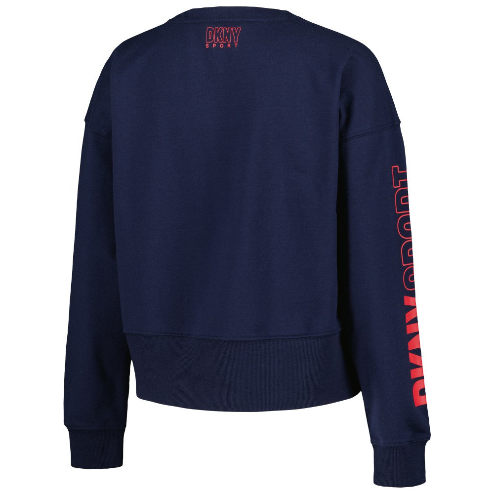 Navy Cleveland Guardians DKNY Sport Women's Lily V-Neck Pullover Sweatshirt