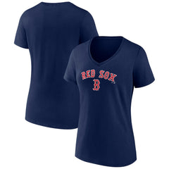 Navy Boston Red Sox Women's Lockup V-Neck T-Shirt