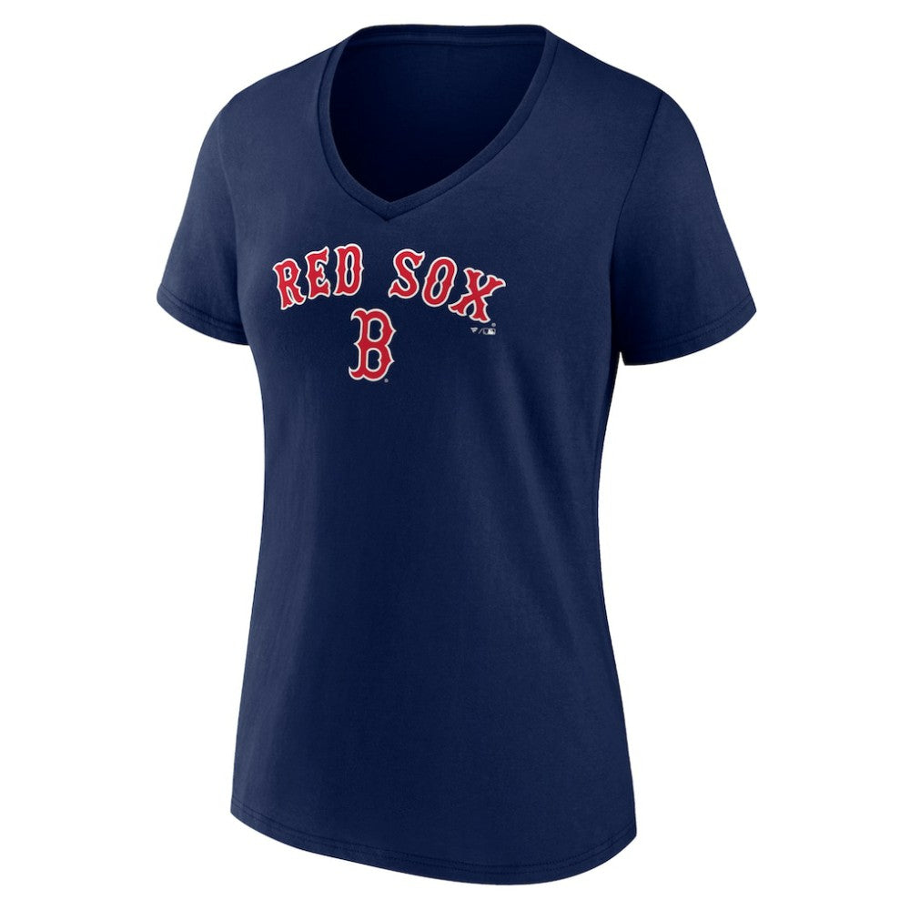 Navy Boston Red Sox Women's Lockup V-Neck T-Shirt