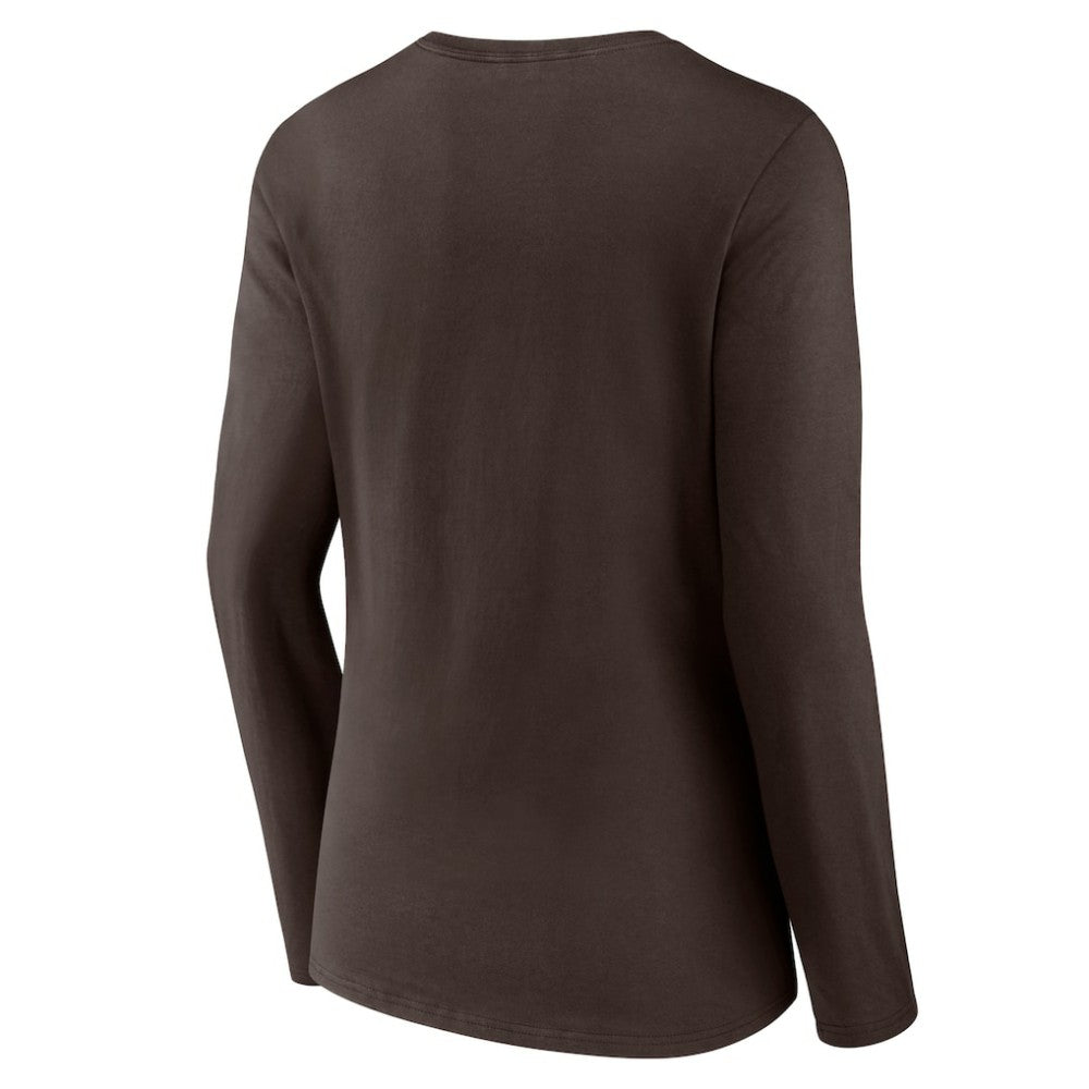 Brown San Diego Padres Women's Team Lockup Long Sleeve V-Neck T-Shirt