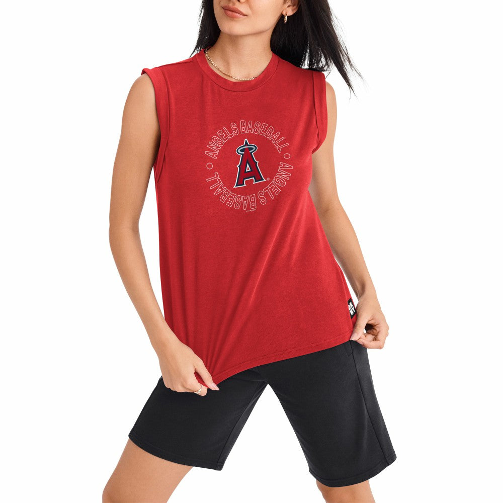 Red Los Angeles Angels DKNY Sport Women's Madison Tri-Blend Tank Top