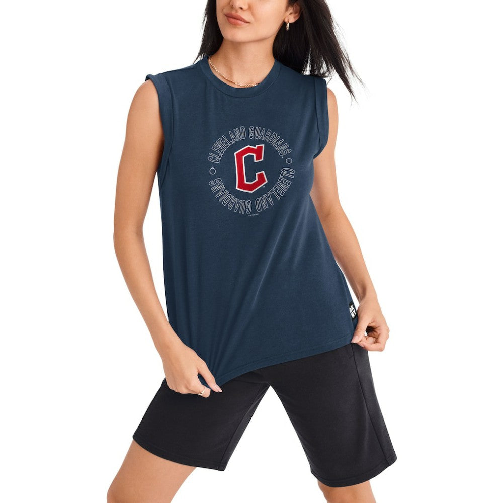 Navy Cleveland Guardians DKNY Sport Women's Madison Tri-Blend Tank Top