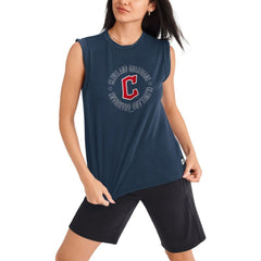 Navy Cleveland Guardians DKNY Sport Women's Madison Tri-Blend Tank Top