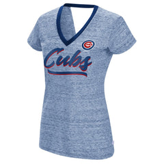 Royal Chicago Cubs Touch Women's Halftime Back Wrap Top V-Neck T-Shirt